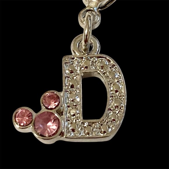Vintage Disney Pink Crystal Mickey Mouse Ears Charm Clip On Initial Letter D - Picture 3 of 10